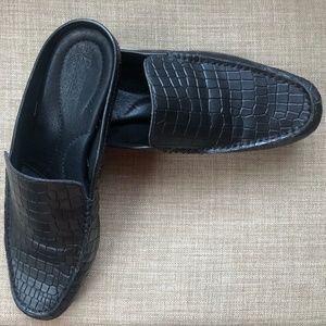 Børn Black Croc-Embossed Leather Mule